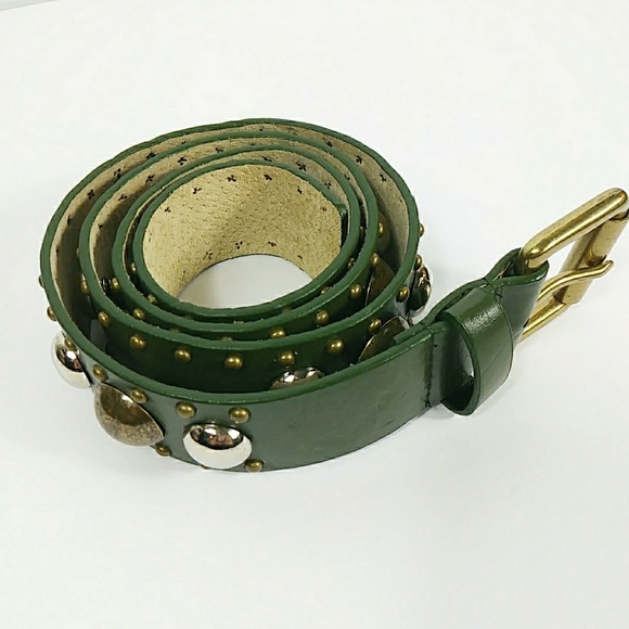 Green Belt Accessories - ⭐3/30 Genuine Leather Hunter Green Brass Belt L